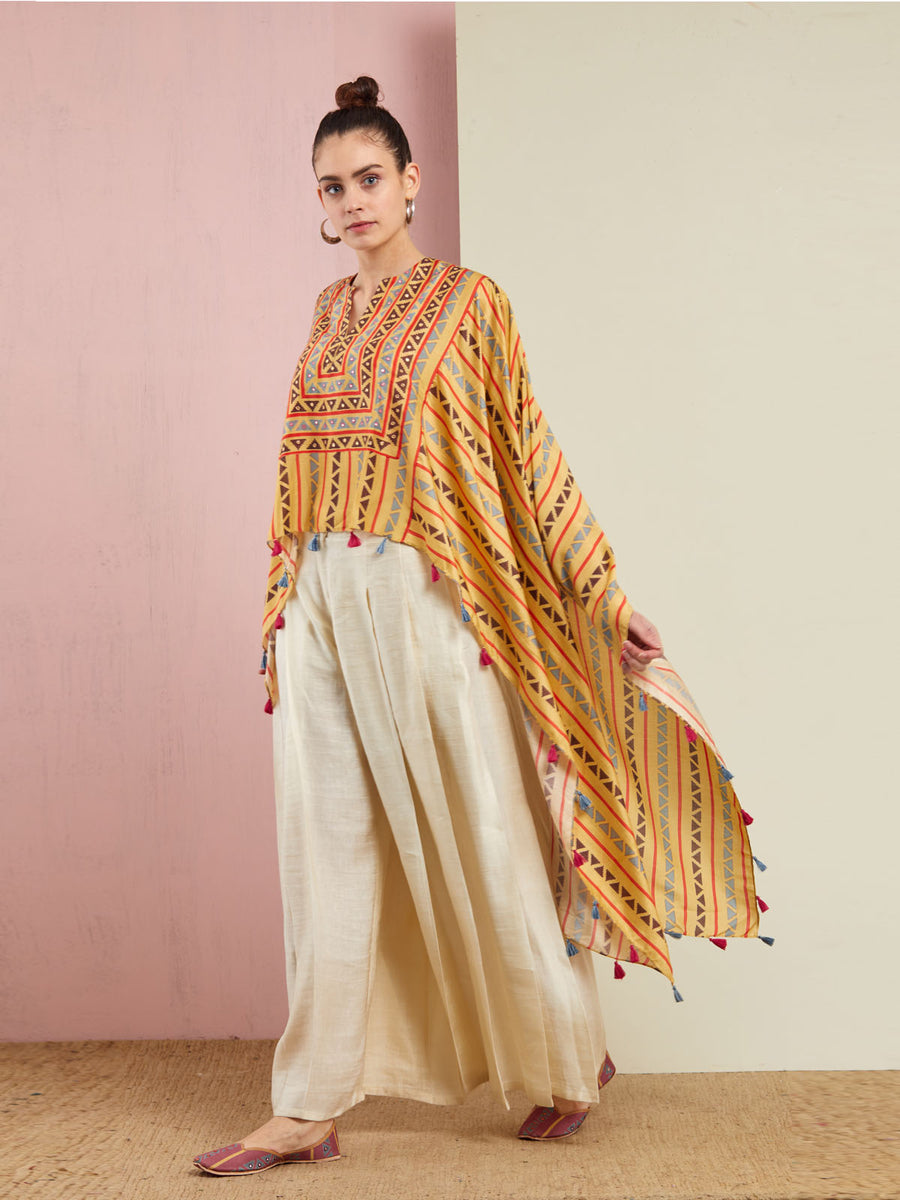 Morbagh Yellow Tribal Cape Set
