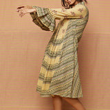 Collared Block Printed Multi Gathered Dress