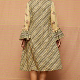 Collared Block Printed Multi Gathered Dress