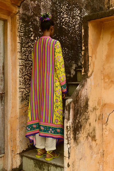 Printed Lime Green Kurta Set