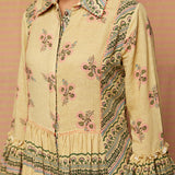Collared Block Printed Multi Gathered Dress