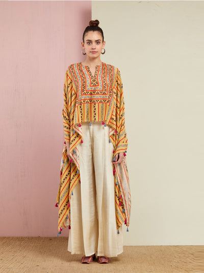 Morbagh Yellow Tribal Cape Set