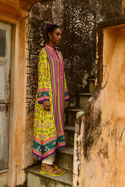 Printed Lime Green Kurta Set