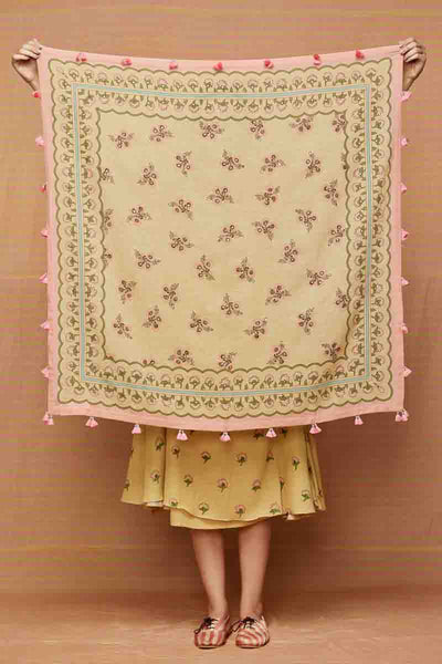 Block Printed Scallop Buti Scarf