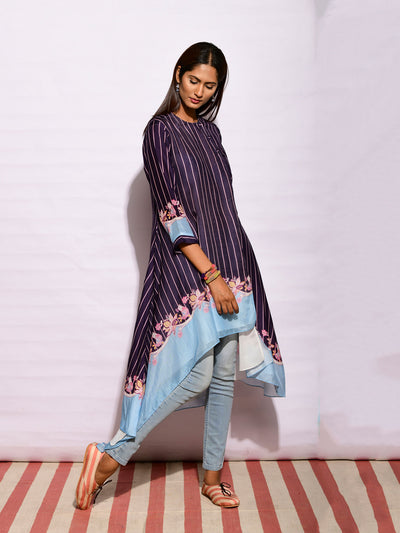 In Bloom Navy Printed Asymmetrical Tunic