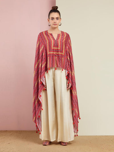 Morbagh Tribal Rose Pink Tribal Cape Set