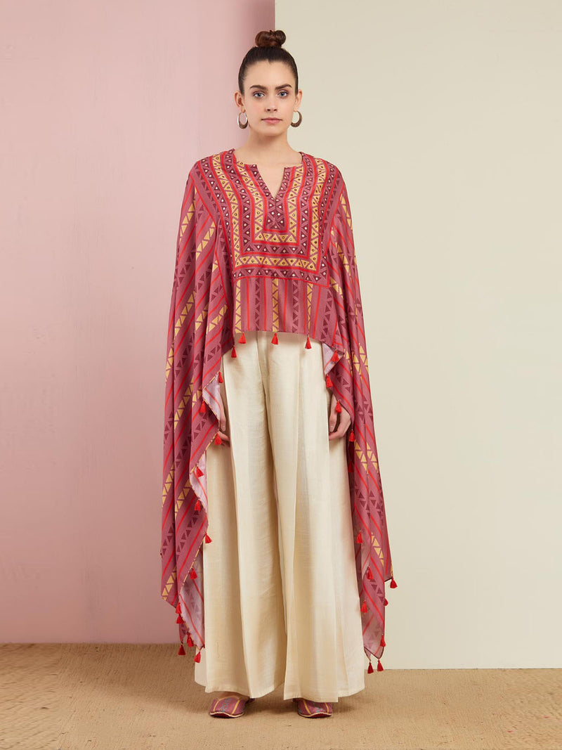 Rose Pink Tribal Cape Set