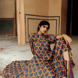Bikaner Olive Green Danka Embroidered Silk Chanderi Kurta