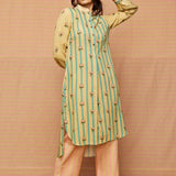Block Printed Striped Buti Tunic with Striped Pants