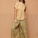 Block Printed Striped Shirt with Pleated Pants