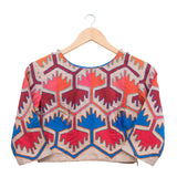Multi Applique Embroidered Crop Top