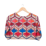 Multi Applique Embroidered Crop Top