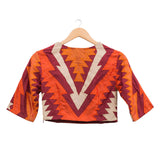 Maroon Applique Embroidered Crop Top