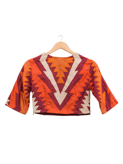 Maroon Applique Embroidered Crop Top