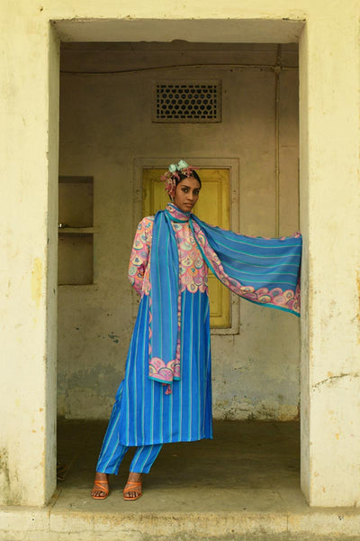 Champa Blue Kurta Set with Dupatta
