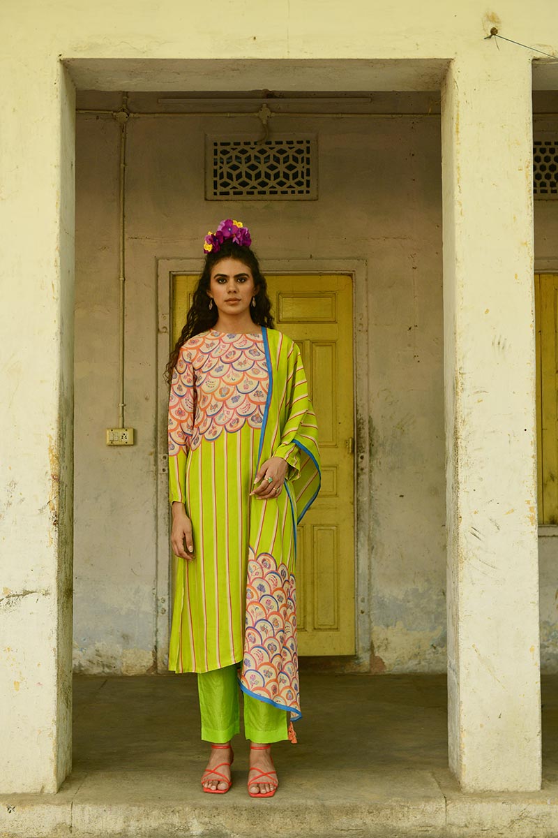 Champa Green Kurta With Pants