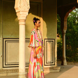 Surajmukhi Asymmetrical Dress with Cape