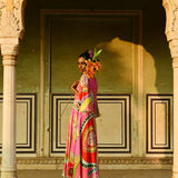 Surajmukhi Asymmetrical Dress with Cape