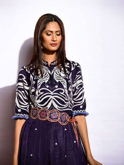 Tota Navy Peplum Top With Dhoti Pants