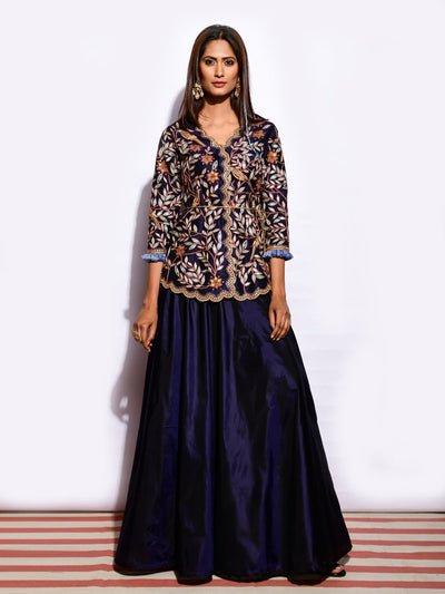 Mitthu Embroidered Top With Skirt