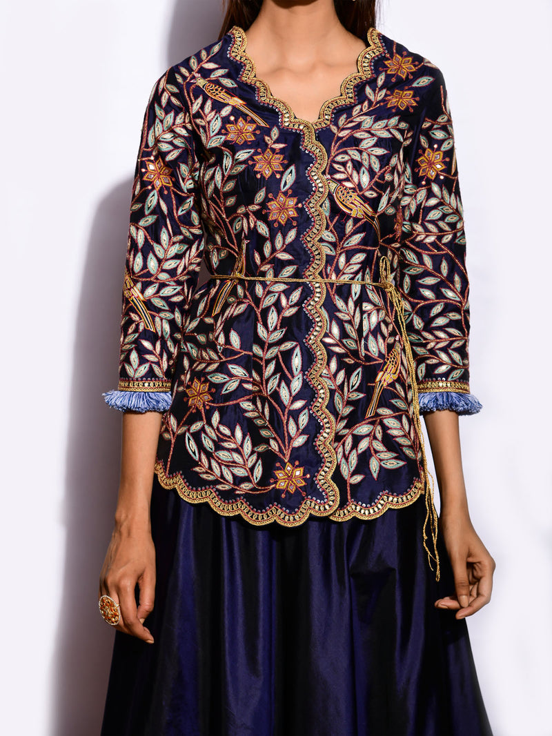 Mitthu Embroidered Top with Skirt