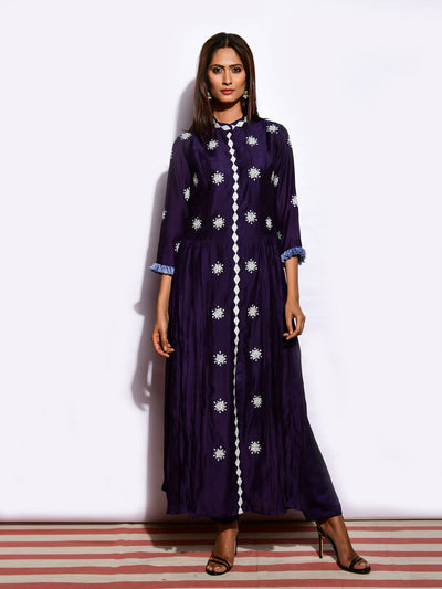 Tara Crushed Applique Embroidered Kurta With Pants