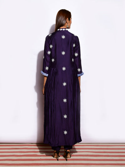 Tara Crushed Applique Embroidered Kurta With Pants