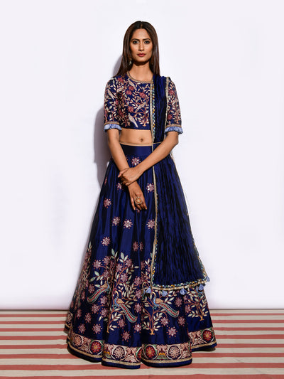 Morbagh Embroidered Lehenga With Blouse And Crushed Dupatta