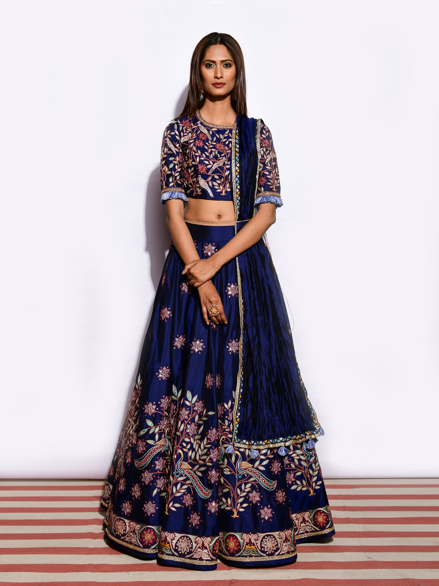 Morbagh Embroidered Lehenga With Blouse And Crushed Dupatta
