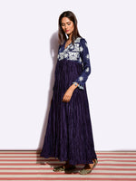 Tota Navy Crushed Wrap Style Applique Dress