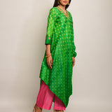 Patang Embroidered Shibori Green Asymmetrical Tunic