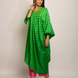 Patang Embroidered Shibori Green Asymmetrical Tunic