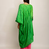 Patang Embroidered Shibori Green Asymmetrical Tunic