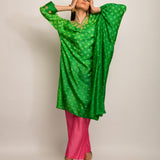 Patang Embroidered Shibori Green Asymmetrical Tunic