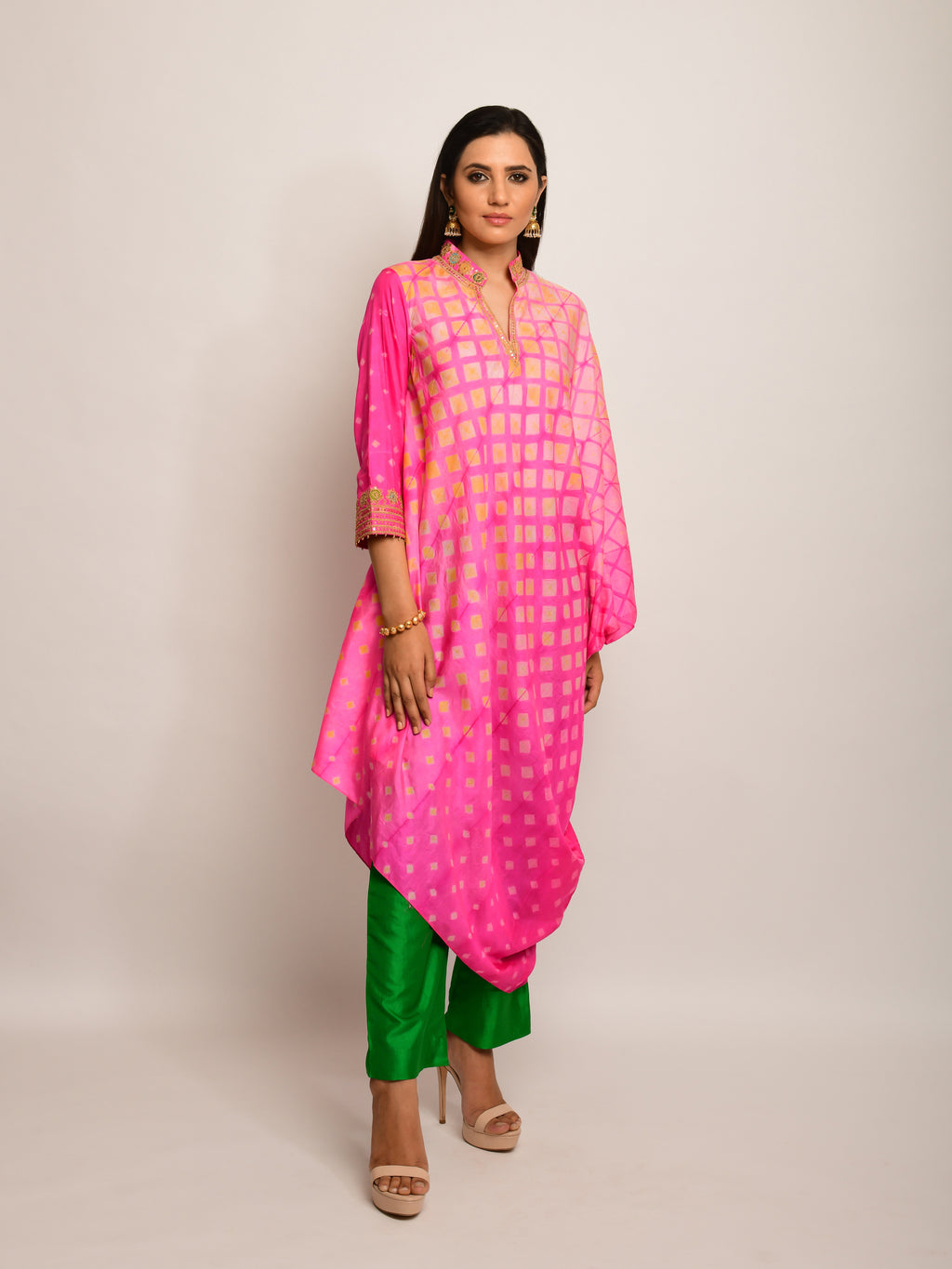 Patang Embroidered Shibori Pink Asymmetrical Tunic – Swati Vijaivargie