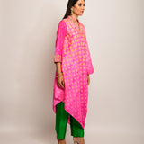 Patang Embroidered Shibori Pink Asymmetrical Tunic