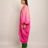 Patang Embroidered Shibori Pink Asymmetrical Tunic