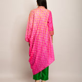 Patang Embroidered Shibori Pink Asymmetrical Tunic