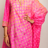 Patang Embroidered Shibori Pink Asymmetrical Tunic