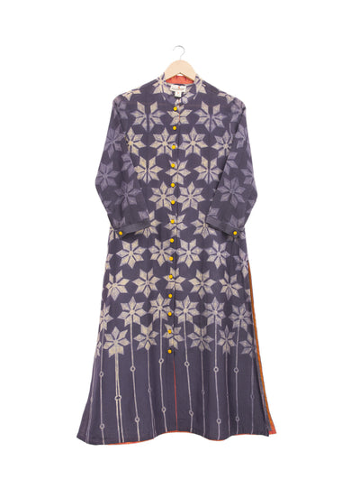 Gray Floral Shibori Tunic