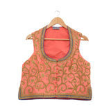 Peach Marodi Embroidered Short Jacket & Blouse