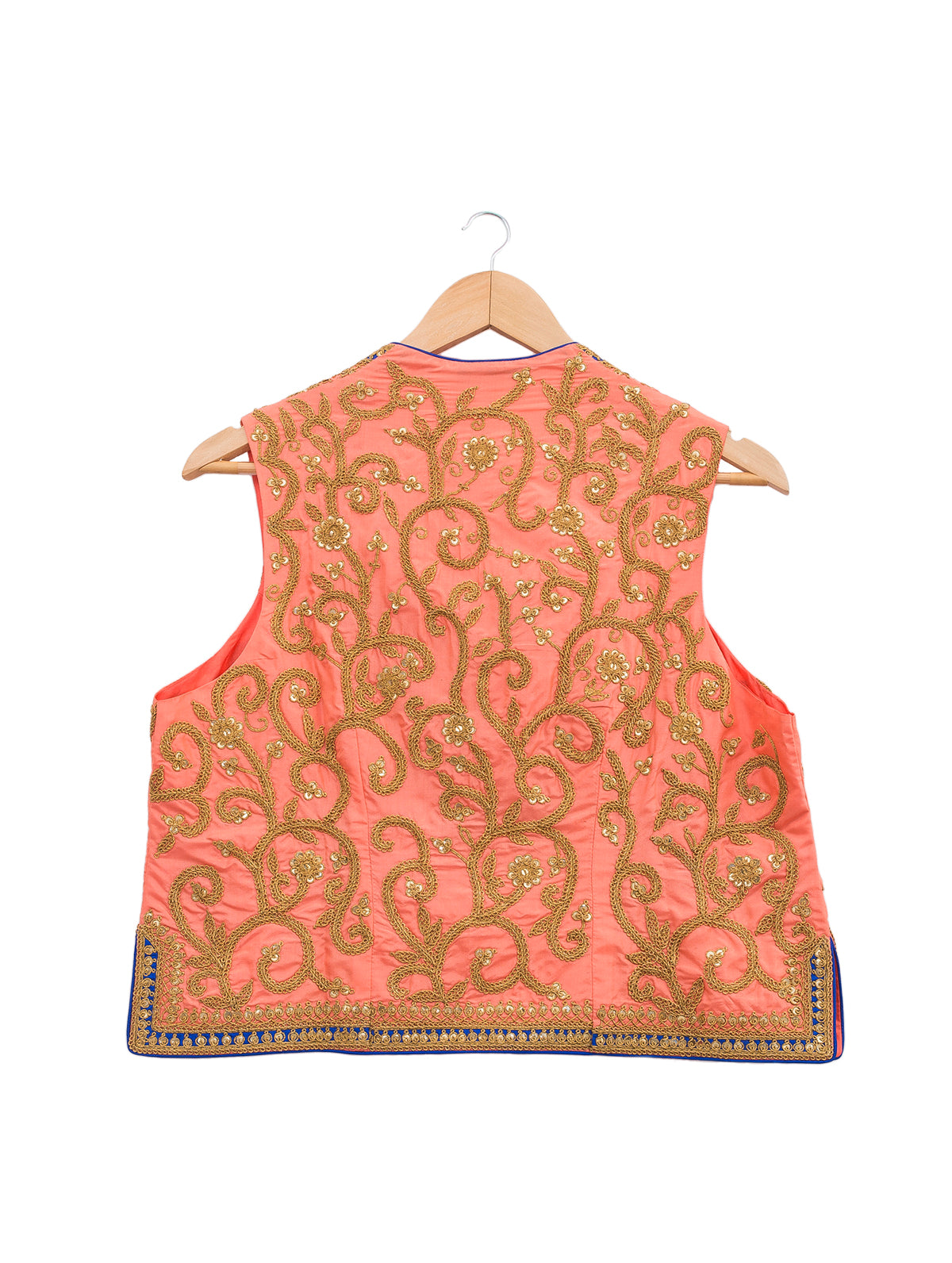 Peach Marodi Embroidered Short Jacket & Blouse