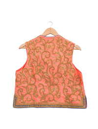 Peach Marodi Embroidered Short Jacket & Blouse