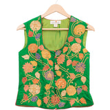 Green Applique Embroidered Short Jacket & Blouse