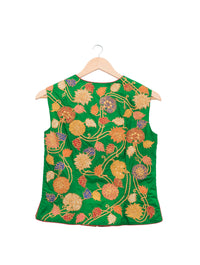 Green Applique Embroidered Short Jacket & Blouse