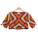 Maroon Kilim Applique Embroidered Crop Top