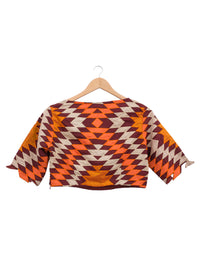Maroon Kilim Applique Embroidered Crop Top