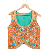 Orange Reshma Gota Embroidered Short Jacket & Blouse
