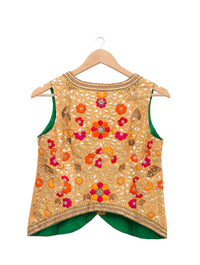 Beige Reshma Gota Embroidered Short Jacket Blouse