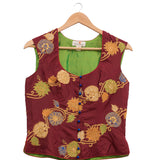 Applique Embroidered Maroon Short Jacket & Blouse